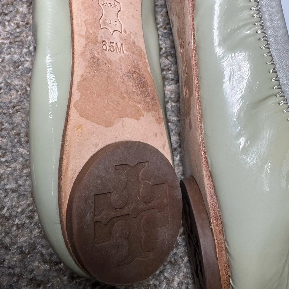 Tory Burch Mint Julip Cream Ballet Open Toe  Flats- Size 6.5